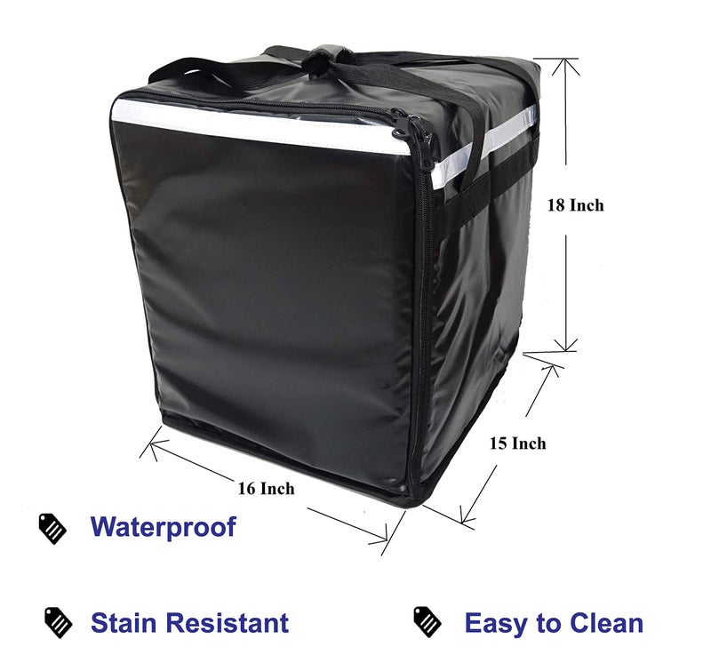 Packir PK-76F: Large Doubledeck Insulated Pizza/Food Delivery Backpack, 16"x 15"x 18", with Divider, Cup Holder. Waterproof Thermal Food Take-Out Box, Keep Hot/Cold, 76Liters (Black) - Image 2